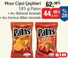 PATOS MISIR CİPSİ ÇEŞİTLERİ 185 G fiyat ve kampanya bilgisi